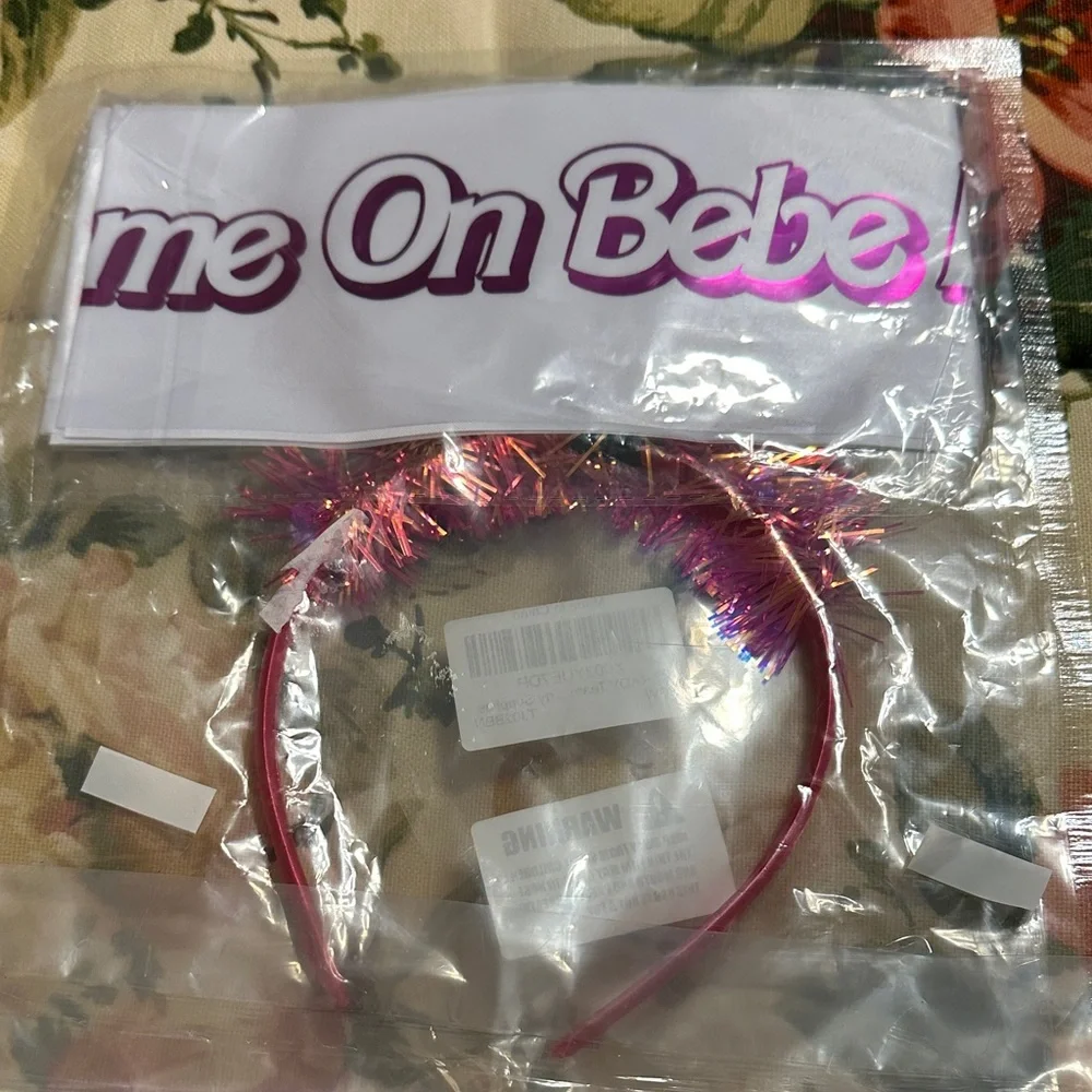 bebe Pink Glitter Team Bride Headband